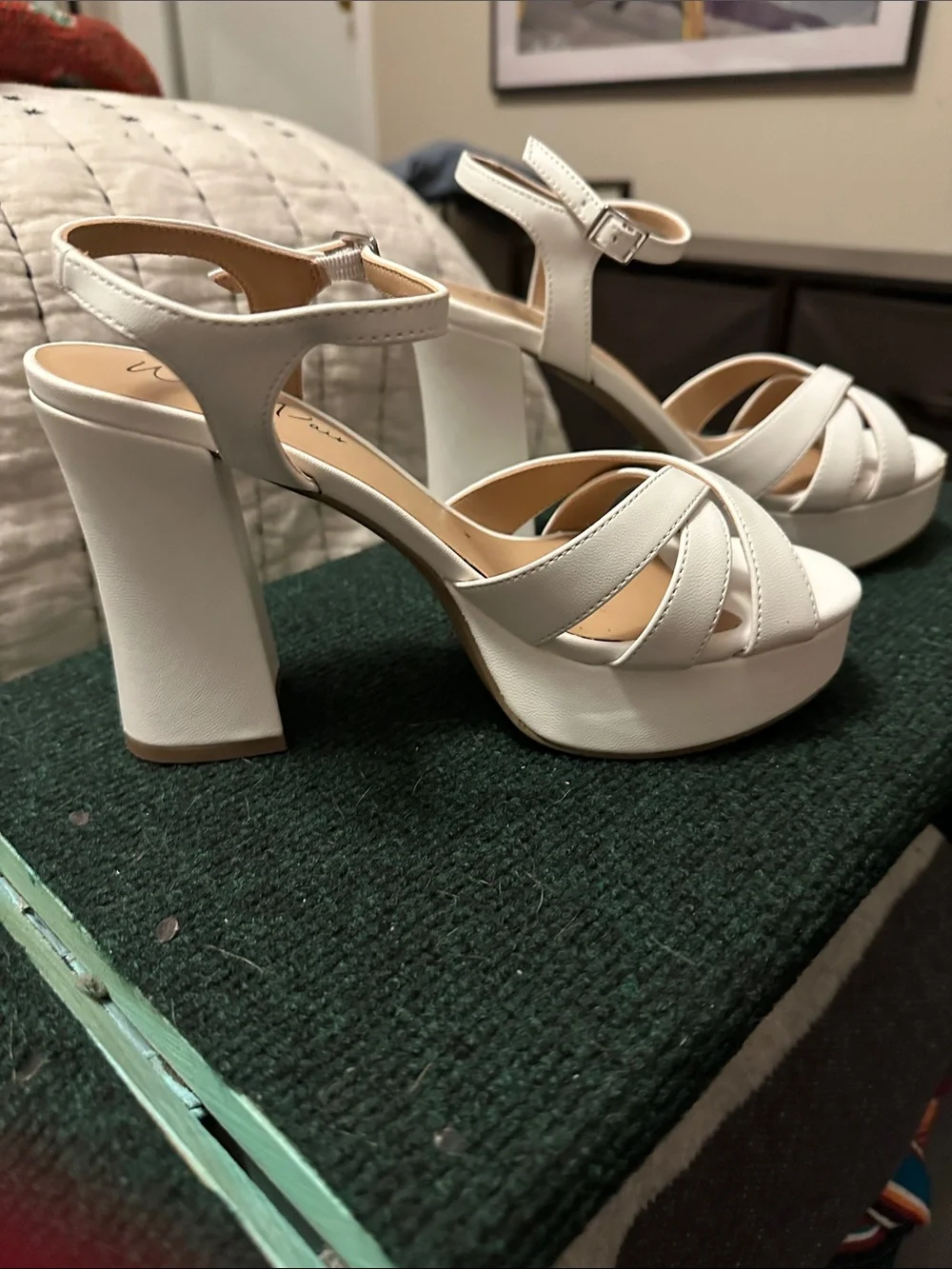 Wild Pair White Platform Block Heel Sandals